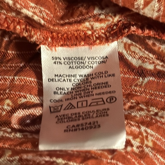 LOFT Auburn Bouquet‎ Boho ruffle split neck floral print blouse top Sz XL - Picture 8 of 9